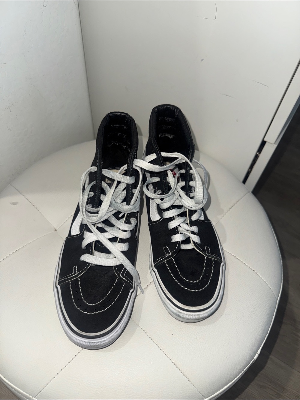 Vans Black and White High-Top Skate Sneakers